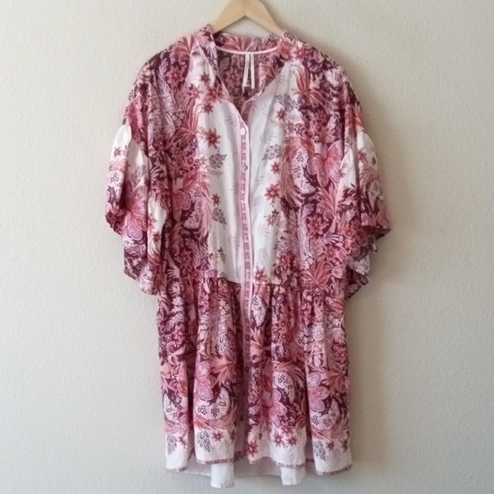 Floral Pink Print Short Dress with Belt - Picture 2 of 8